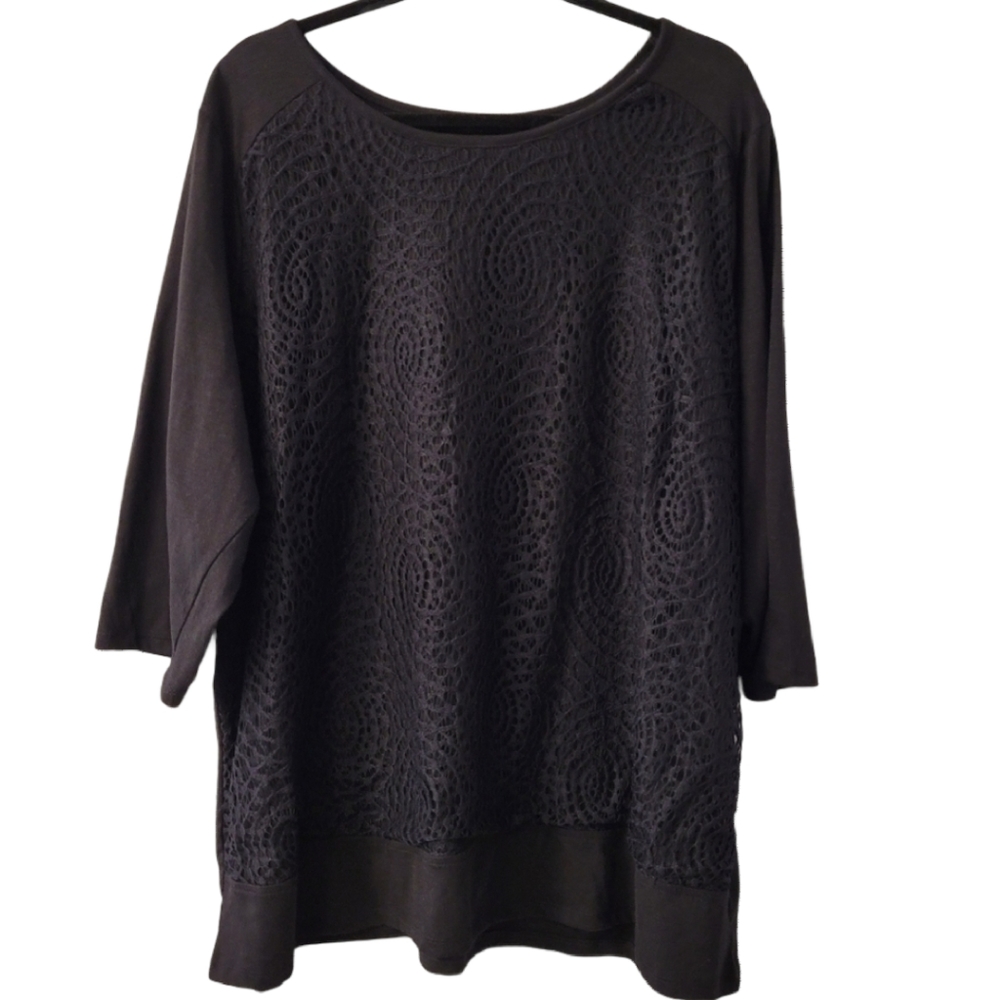 Women's Black Lace overlay top Sz 3X